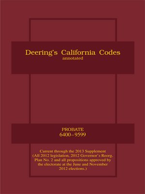 cover image of Deering's California Probate Code, Annotated